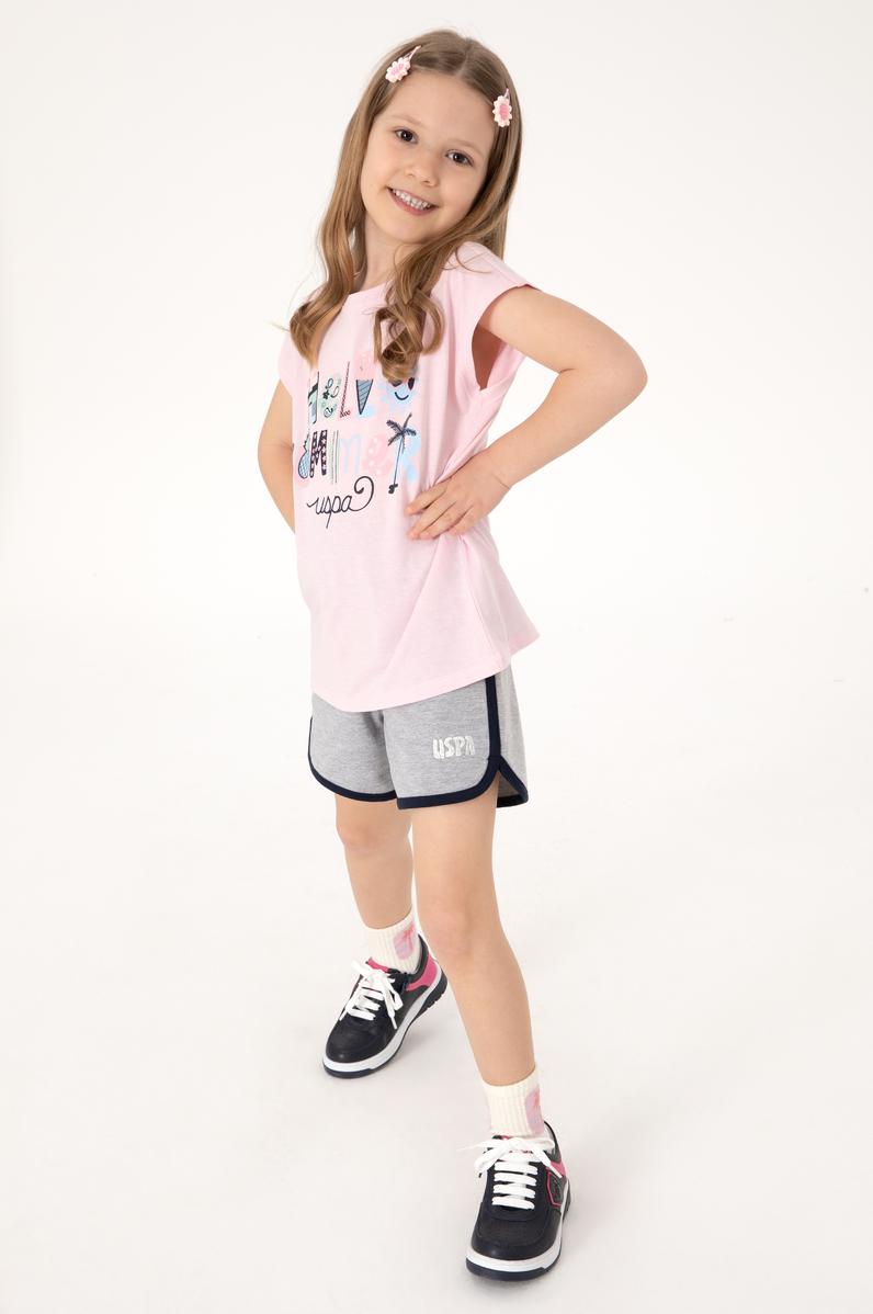 Kız Çocuk Gri Melanj Regular Fit Örme Şort