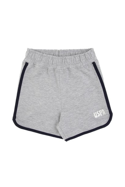 Kız Çocuk Gri Melanj Regular Fit Örme Şort