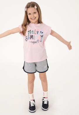 Kız Çocuk Gri Melanj Regular Fit Örme Şort - 50306297036