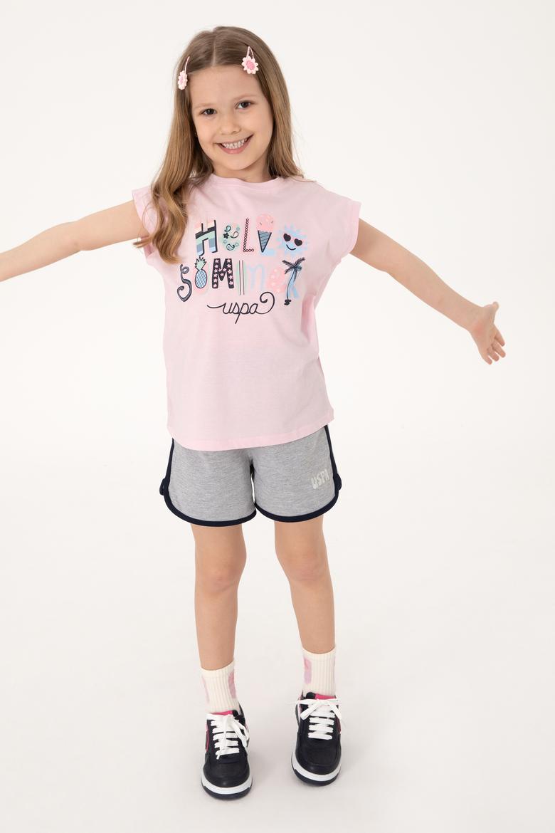 Kız Çocuk Gri Melanj Regular Fit Örme Şort - 50306297036