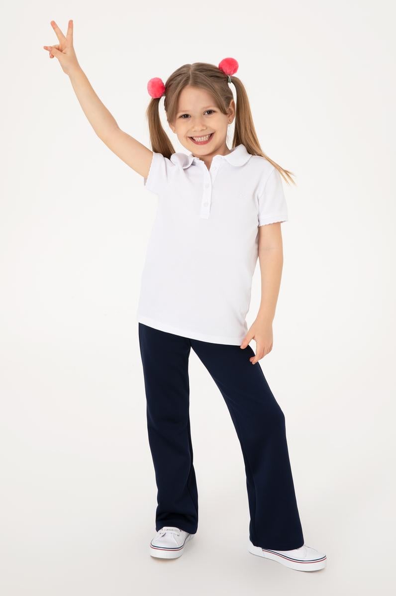 Kız Çocuk Lacivert Yüksek Bel Flare Eşofman Altı