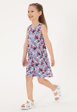 Kız Çocuk Lacivert Kolsuz Kelebek Desenli Örme Elbise - 50306263023