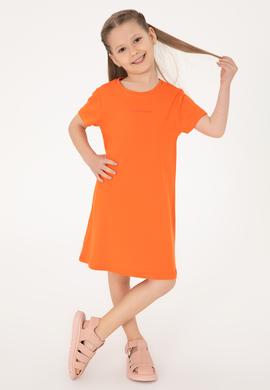 Kız Çocuk Nar Çiçeği Bisiklet Yaka Kısa Kol İnterlok Basic Örme Elbise - 50306277003