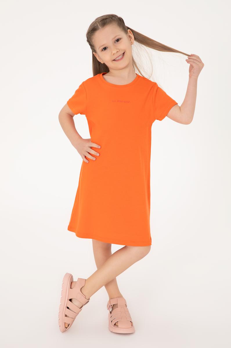 Kız Çocuk Nar Çiçeği Bisiklet Yaka Kısa Kol İnterlok Basic Örme Elbise