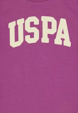 Kız Çocuk Menekşe Bisiklet Yaka Uspa Baskılı Pamuk Tişört - 50306042116