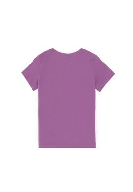 Kız Çocuk Menekşe Bisiklet Yaka Uspa Baskılı Pamuk Tişört - 50306042116