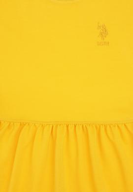 Kız Çocuk Sarı Bisiklet Yaka A-Form Modal Örme Elbise - 50306259014