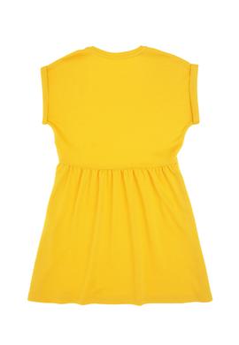 Kız Çocuk Sarı Bisiklet Yaka A-Form Modal Örme Elbise - 50306259014