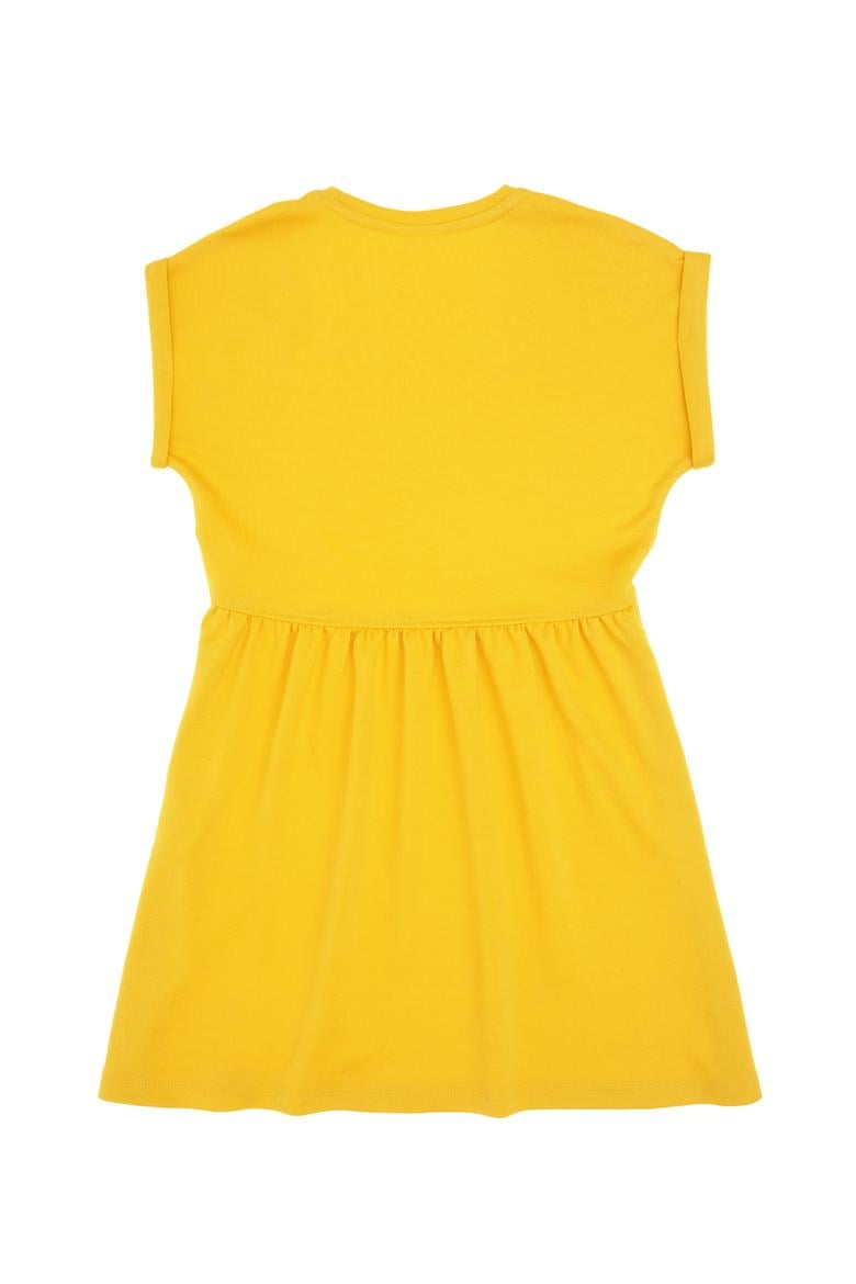 Kız Çocuk Sarı Bisiklet Yaka A-Form Modal Örme Elbise - 50306259014