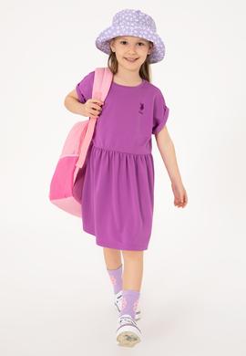 Kız Çocuk Menekşe Bisiklet Yaka A-Form Modal Örme Elbise - 50306259002