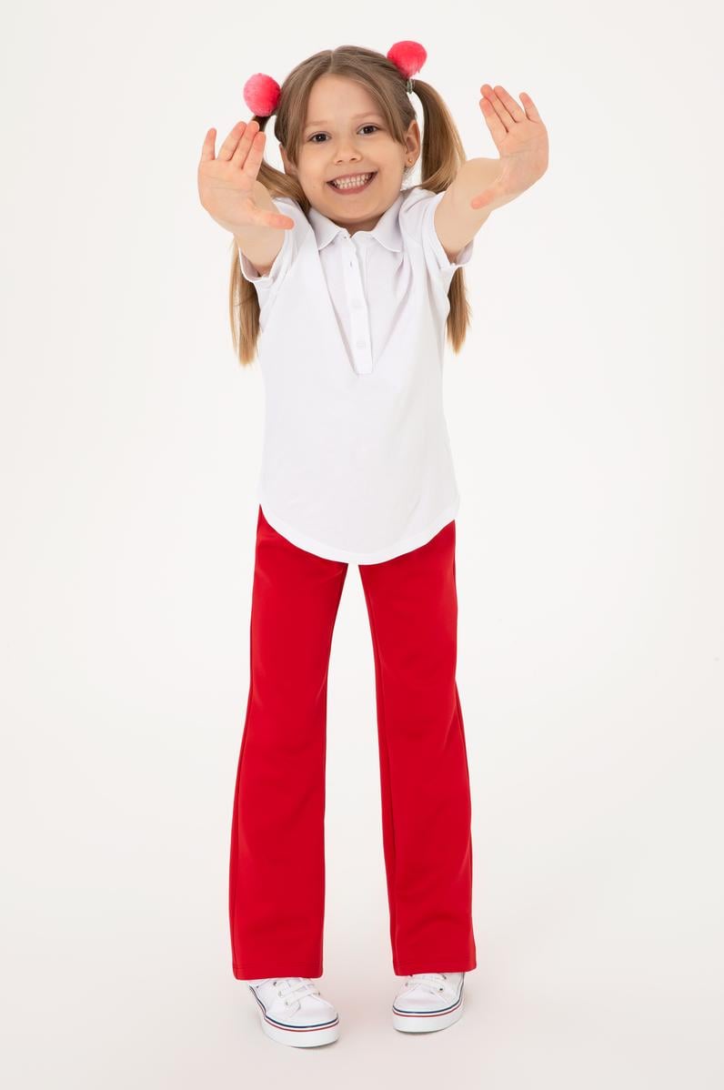 Kız Çocuk Kırmızı Yüksek Bel Flare Eşofman Altı