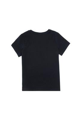 Kız Çocuk Lacivert Bisiklet Yaka Pamuk Simli Uspa Baskılı Basic Tişört - 50306042050