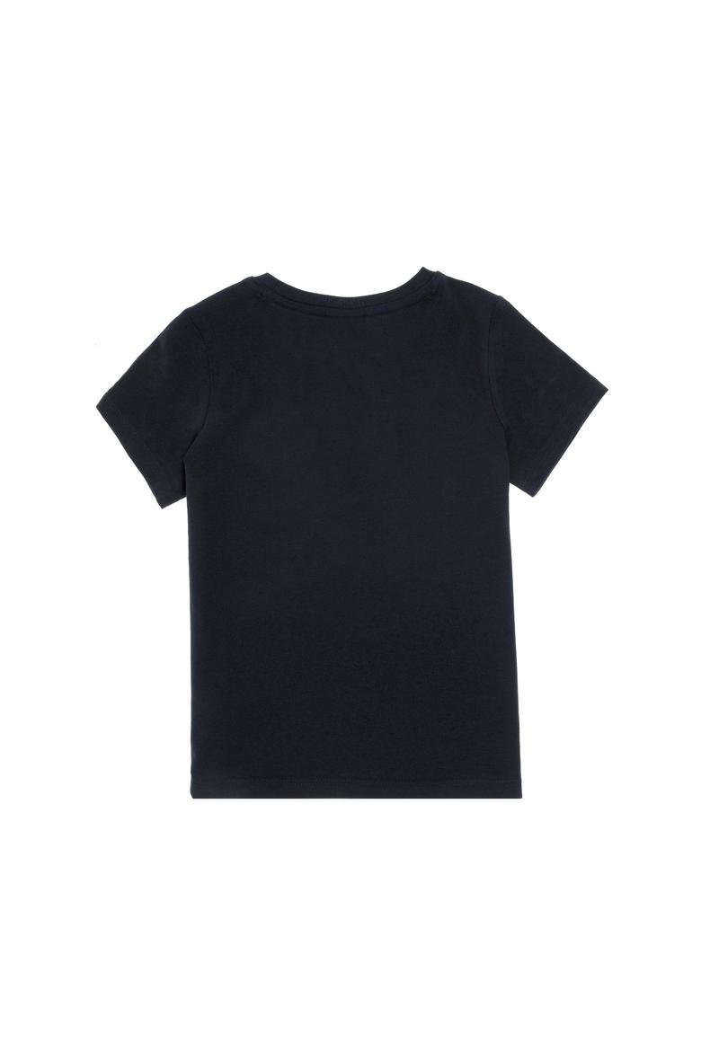 Kız Çocuk Lacivert Bisiklet Yaka Pamuk Simli Uspa Baskılı Basic Tişört - 50306042050