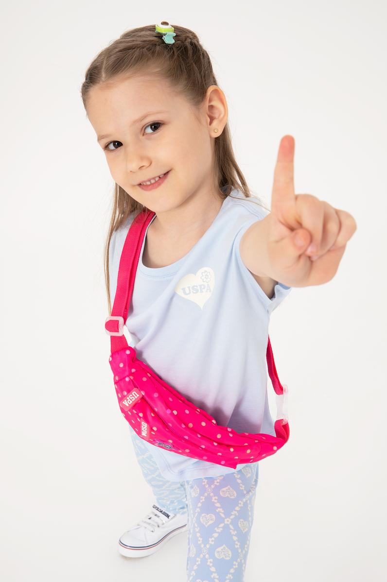 Kız Çocuk Açık Mavi Bisiklet Yaka Pamuk Düz Tişört