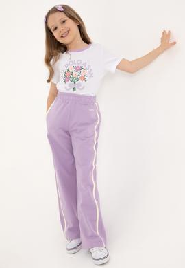 Kız Çocuk Lila Loose Fit Kenar Biyeli Eşofman Altı - 50306282043