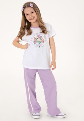Kız Çocuk Lila Loose Fit Kenar Biyeli Eşofman Altı - 50306282043