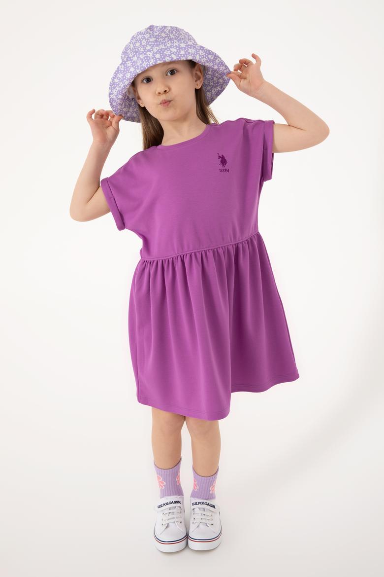 Kız Çocuk Menekşe Bisiklet Yaka A-Form Modal Örme Elbise - 50306259002