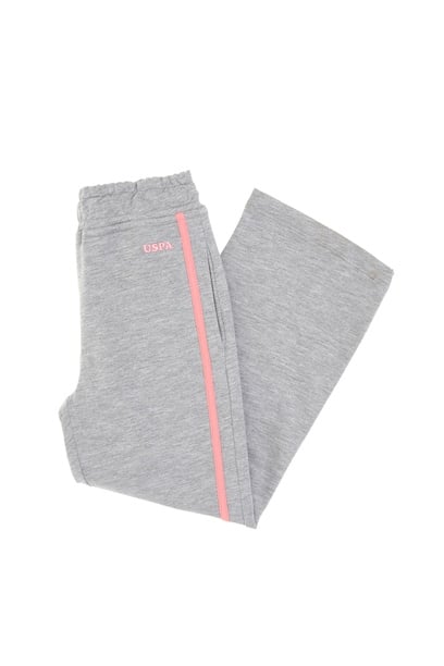 Kız Çocuk Gri Melanj Loose Fit Kenar Biyeli Eşofman Altı