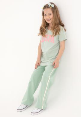 Kız Çocuk Su Yeşili Loose Fit Kenar Biyeli Eşofman Altı - 50306282050