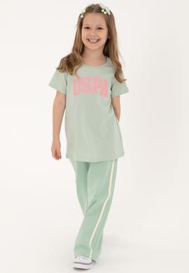 Kız Çocuk Su Yeşili Loose Fit Kenar Biyeli Eşofman Altı - 50306282050