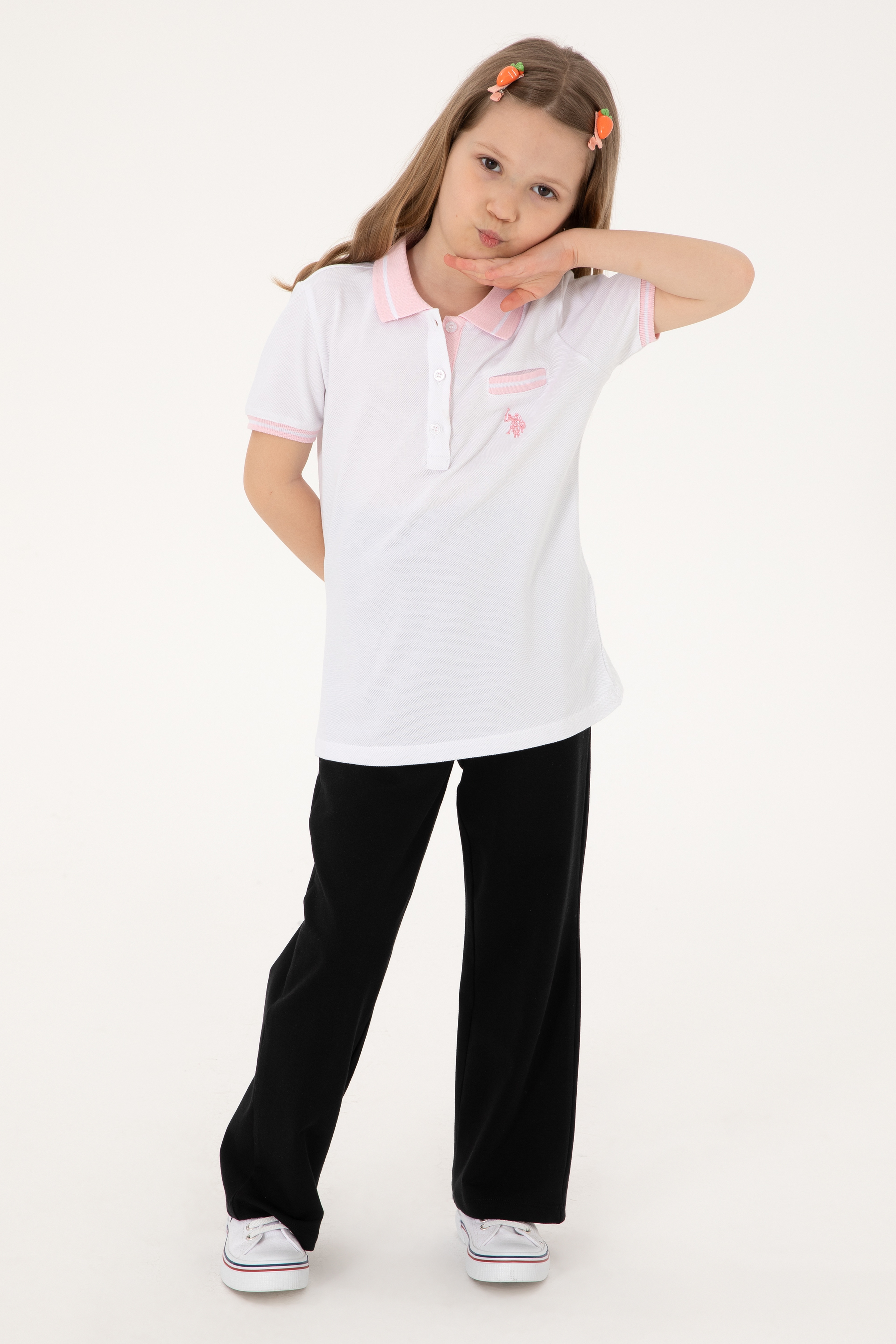 Kız Çocuk Siyah Loose Fit İki İplik Eşofman Altı - Image 2