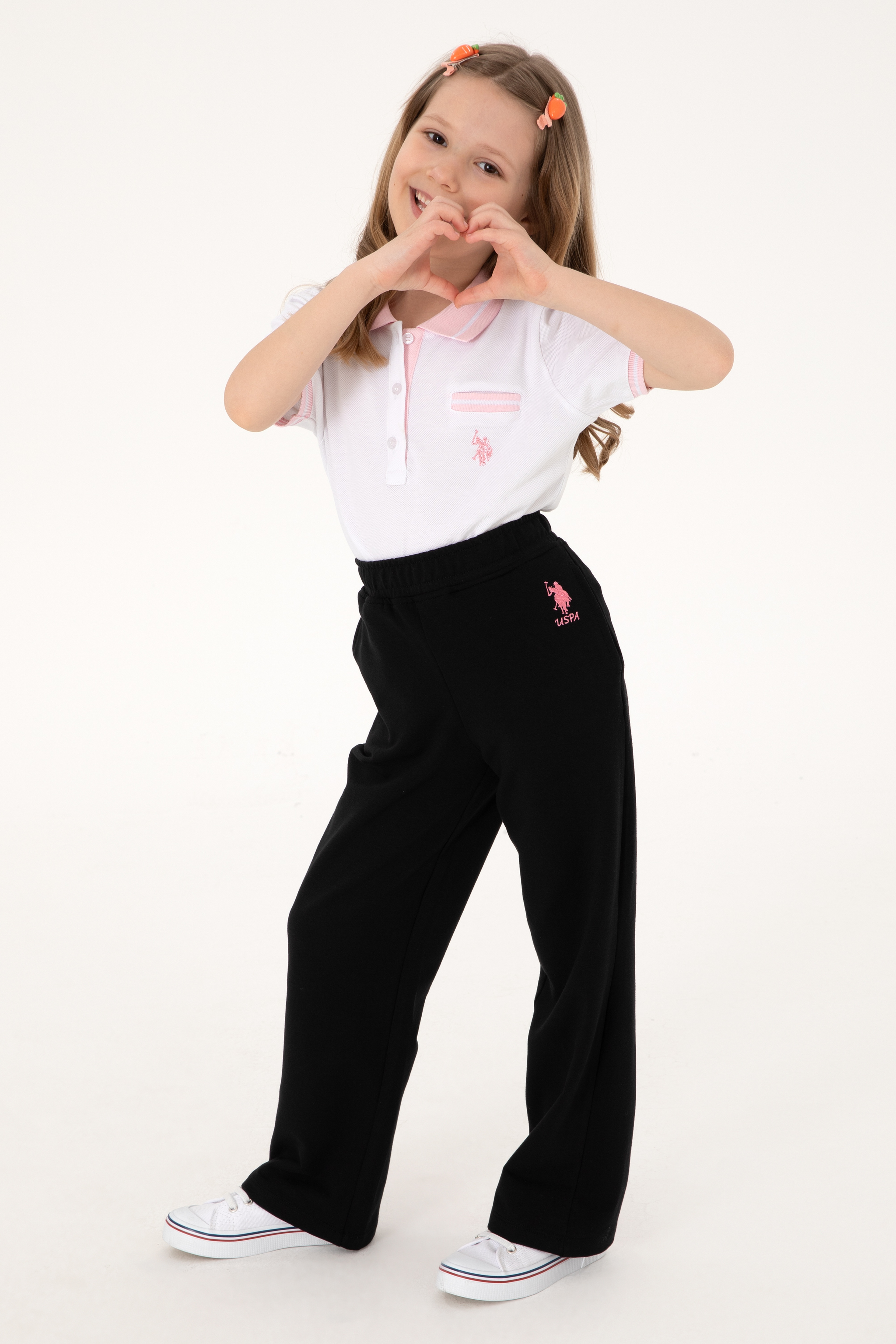 Kız Çocuk Siyah Loose Fit İki İplik Eşofman Altı - Image 1