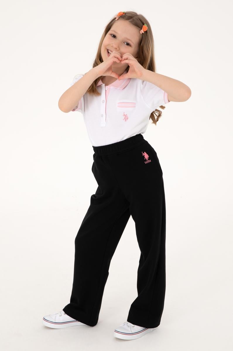 Kız Çocuk Siyah Loose Fit İki İplik Eşofman Altı