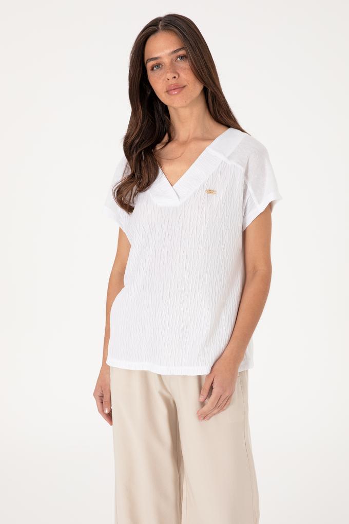 Kadın Beyaz V Yaka Tişört