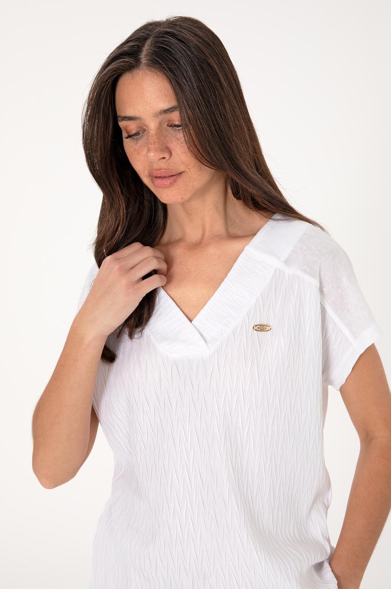 Kadın Beyaz V Yaka Tişört