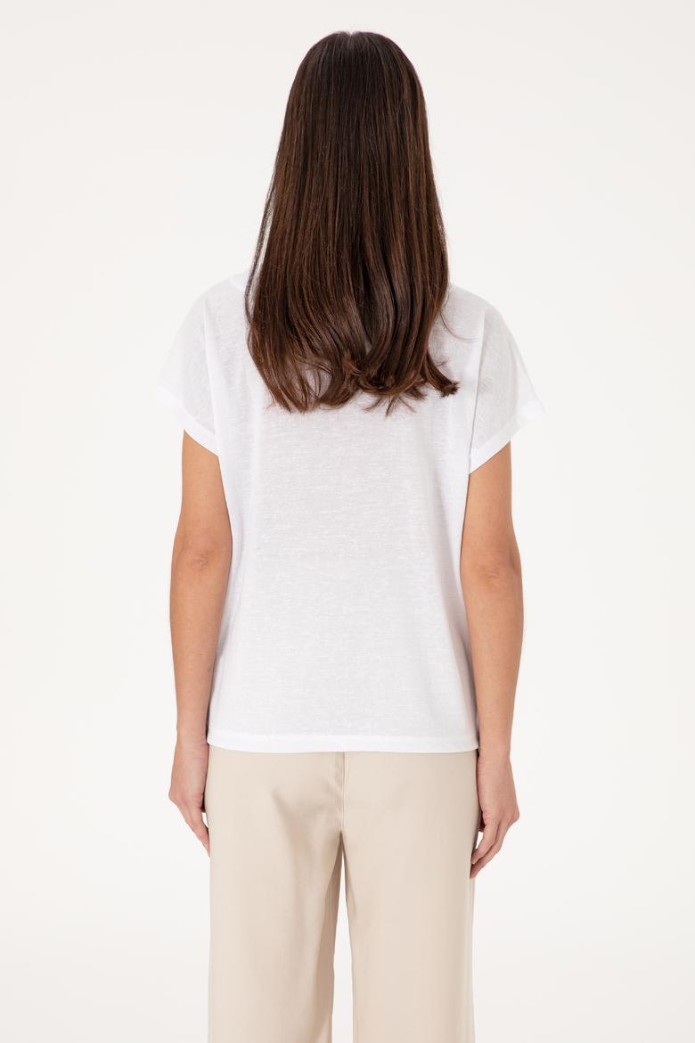 Kadın Beyaz V Yaka Tişört - 50307304013