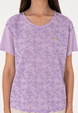 Kadın Lila Bisiklet Yaka Tişört - 50300772013