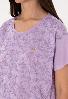 Kadın Lila Bisiklet Yaka Tişört - 50300772013