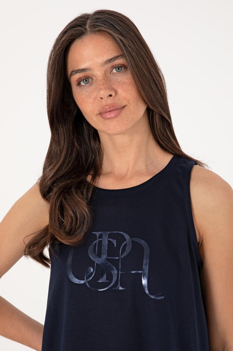 Kadın Lacivert Kolsuz Bisiklet Yaka Tişört