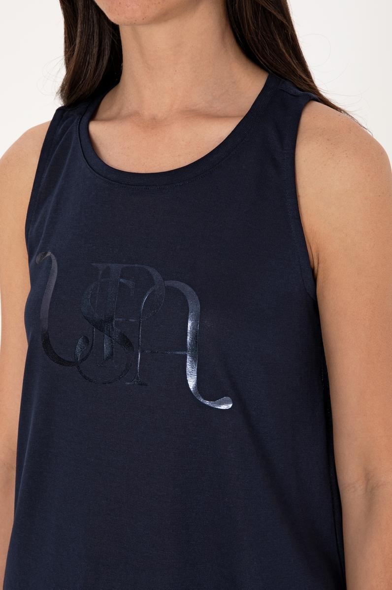 Kadın Lacivert Kolsuz Bisiklet Yaka Tişört