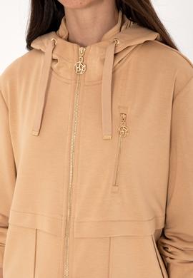 Kadın Camel Fermuarlı Kapüşonlu Sweatshırt - 50304503017