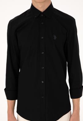 Erkek Siyah Uzun Kollu Basic Gömlek - 50293920063