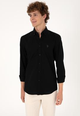 Erkek Siyah Uzun Kollu Basic Gömlek - 50293920063