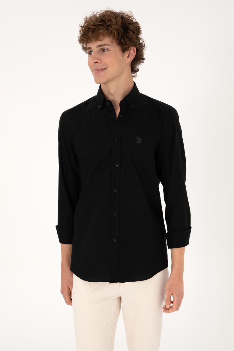 Erkek Siyah Uzun Kollu Basic Gömlek - 50293920063