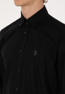 Erkek Siyah Uzun Kollu Basic Gömlek - 50293920063