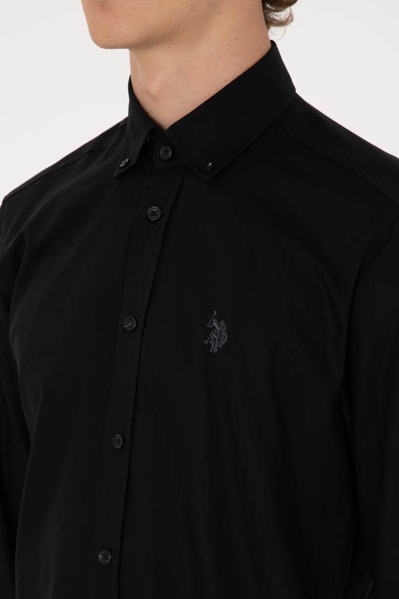 Erkek Siyah Uzun Kollu Basic Gömlek - 50293920063