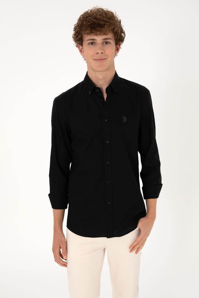 Erkek Siyah Uzun Kollu Basic Gömlek