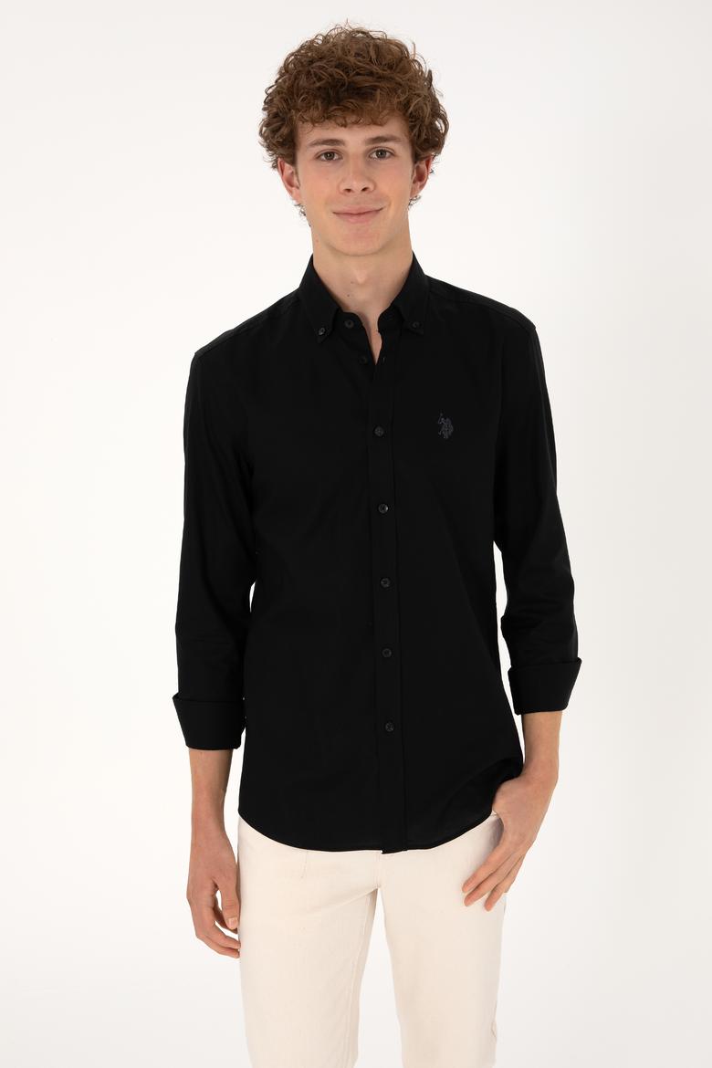 Erkek Siyah Uzun Kollu Basic Gömlek