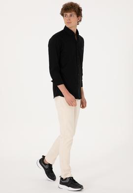 Erkek Siyah Uzun Kollu Basic Gömlek - 50293920063