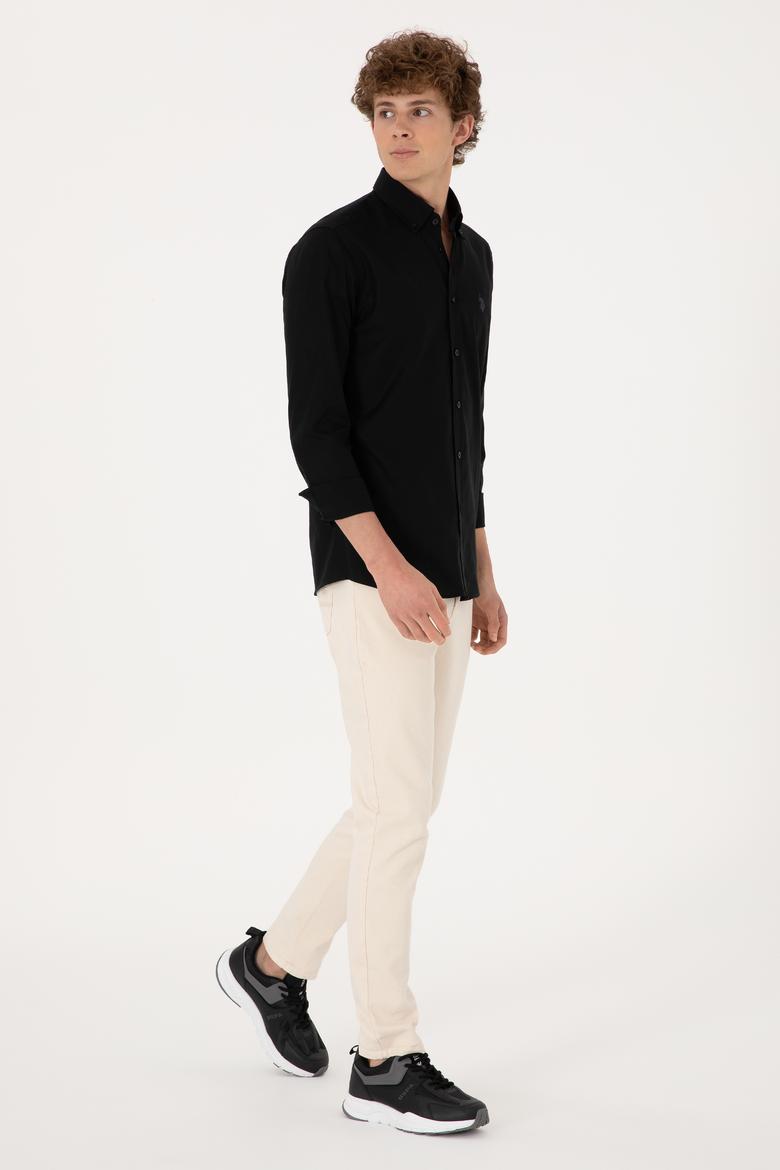 Erkek Siyah Uzun Kollu Basic Gömlek - 50293920063