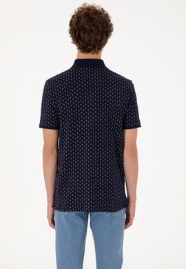 Erkek Regular Fit Polo Yaka Lacivert Desenli Tişört - 50299637044