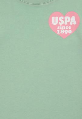 Kız Çocuk Su Yeşili Bisiklet Yaka Basic Pamuk Tişört - 50306225009