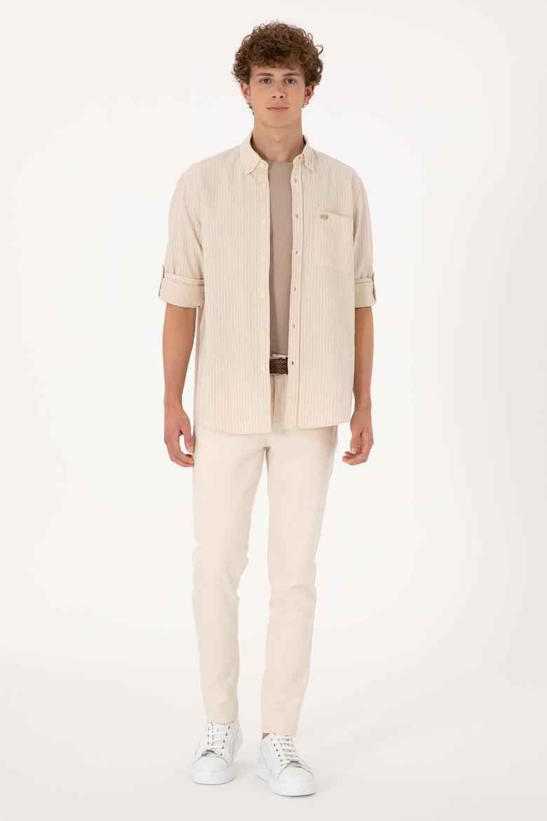 Erkek Krem Comfort Fit Cepli Gömlek - 50306383008