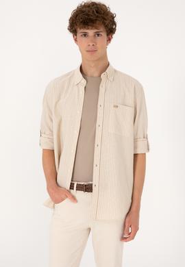 Erkek Krem Comfort Fit Cepli Gömlek - 50306383008