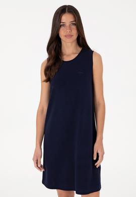 Kadın Lacivert Kolsuz Bisiklet Yaka Mini Boy Örme Elbise - 50305836003