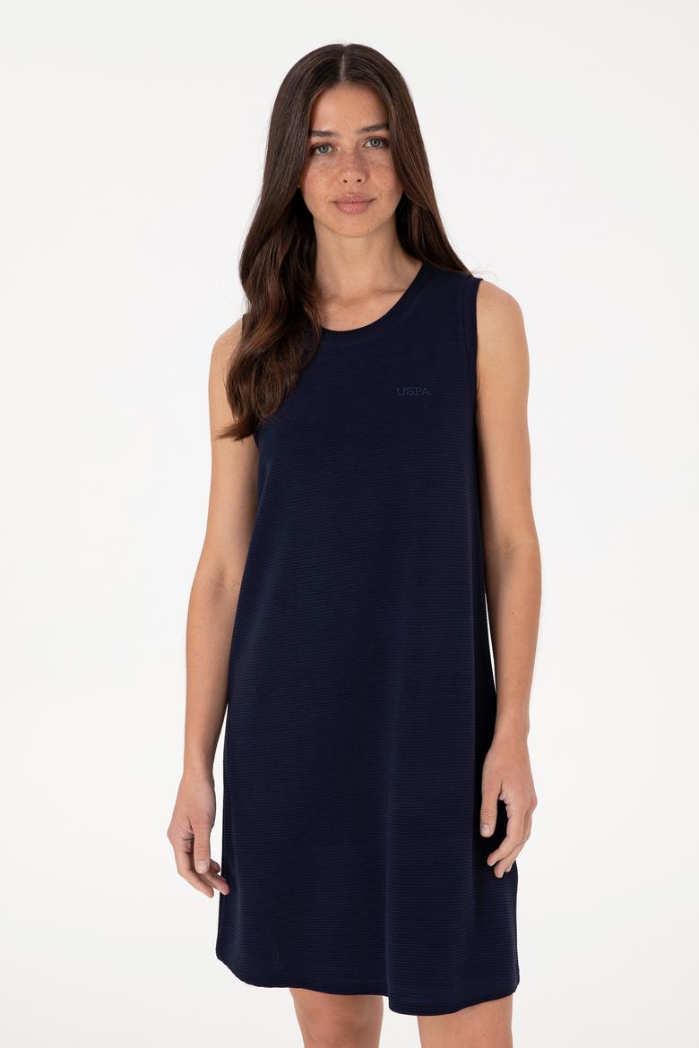 Kadın Lacivert Kolsuz Bisiklet Yaka Mini Boy Örme Elbise - 50305836003